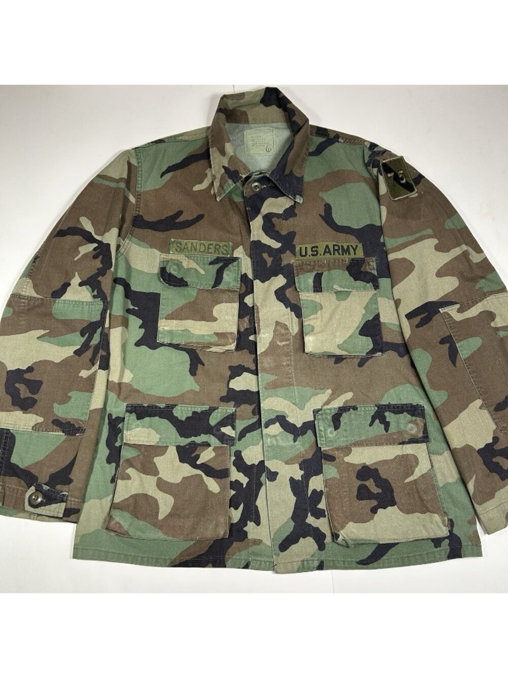 GIBRALTAR Coat Combat Woodland Camo Men Medium Regular 75 Patch & Name Tag